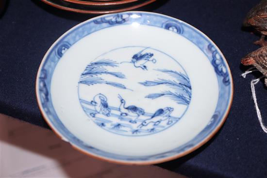 Two Chinese tea bowls and five saucers